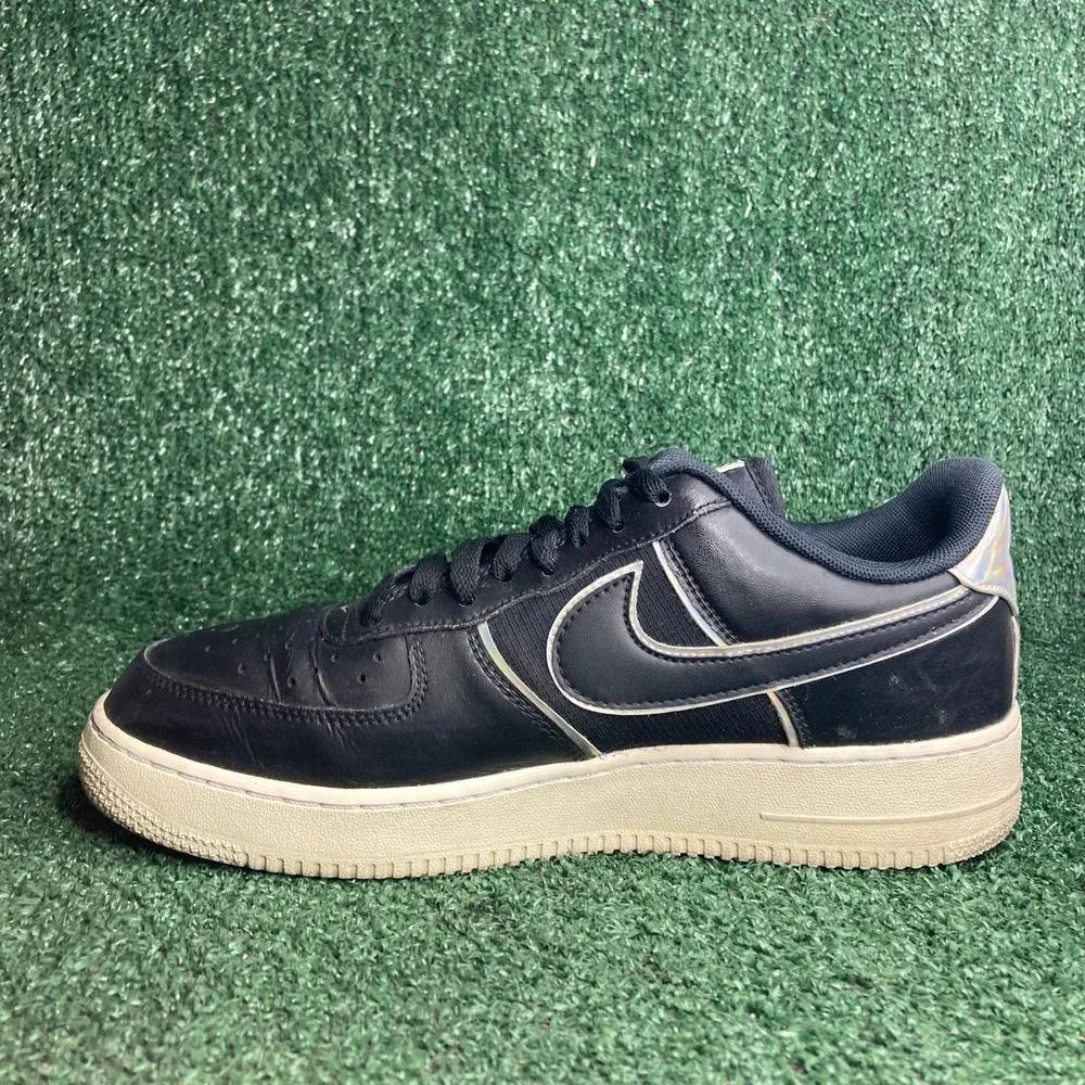 Nike Air Force 1‎ Low LV8 Iridescent Outline Leather Black Sneaker Mens Size 9